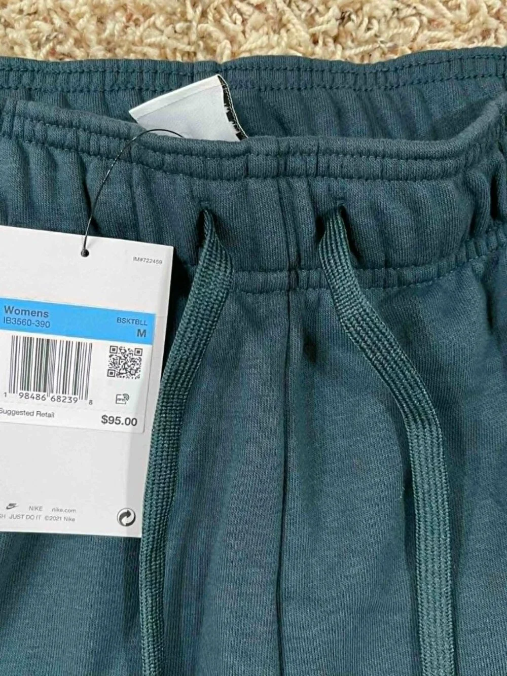 Nike Women's Fleece Tear-Away Basketball Pants Seaweed IB3560-390, Size Medium